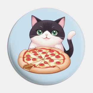 Cute Cat Holding a Pizza Pin