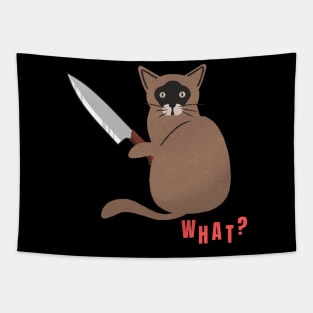 What? Murderous Cat Funny Design for Cat Lovers Tapestry