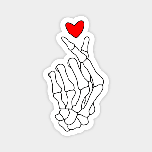 Red Finger Heart Skeleton Hand Magnet