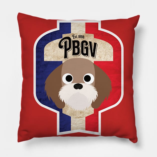 PGBV - Distressed French Petit Basset Griffon Vendeen Beer Label Design Pillow by DoggyStyles