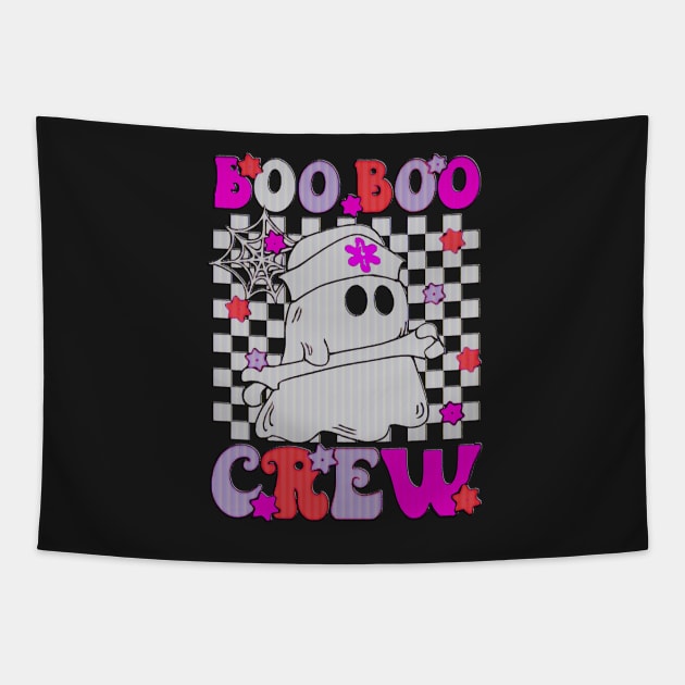 cute boo boo crew ghost paramedic emt ems nurse pumpkin halloween Tapestry by masterpiecesai