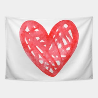 red watercolor heart Tapestry