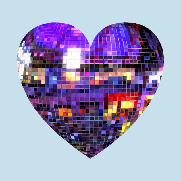 Mirrored Purple Disco Ball Heart by Art by Deborah Camp