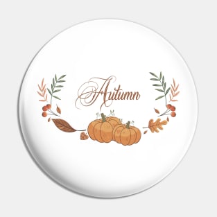 Autumn Pumpkin and Fall Leaves Pin