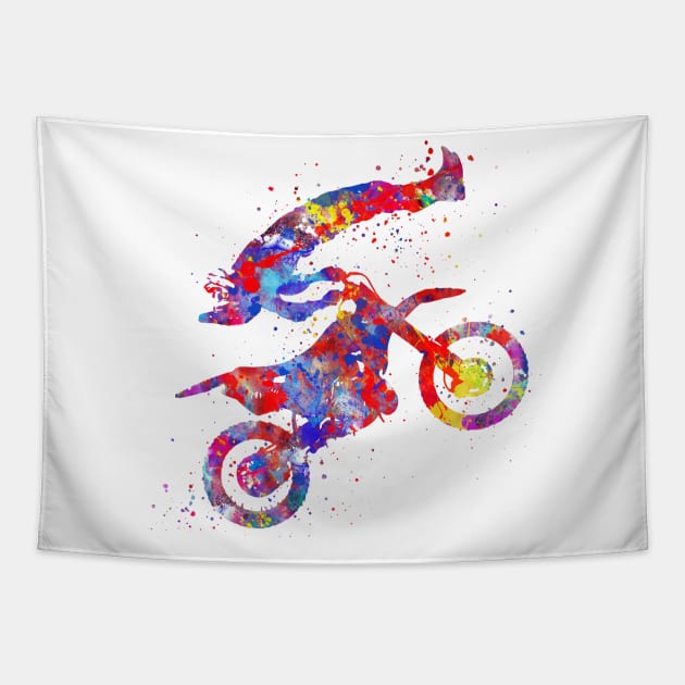 Motocross dirt bike Tapestry by RosaliArt