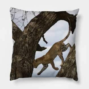 African Leopard on a Tree Pillow