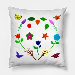 Scattered Flowers and Butterflies, no background Pillow