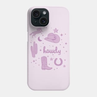 Pastel Cowboy Hat and Boot Pattern Mauve Cowgirl Aesthetic Phone Case