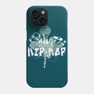 hip hop city with rapper skate boarding music retro vintage cool hip hop art Phone Case