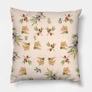 Watercolour olive seamless pattern Pillow