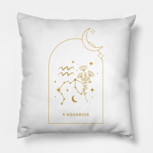 Aquarius Zodiac Constellation and Flowers - Astrology and Horoscope Pillow