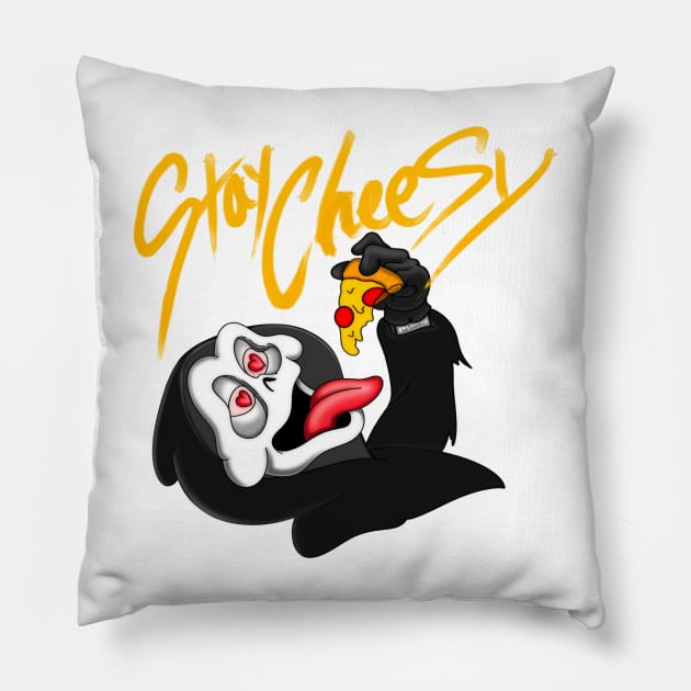 Ghostface stay cheesy Pillow by JackDraws88