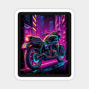 Cyber future motorbike with neon lights Magnet