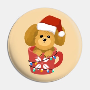 Cute Puppy In A Cup | Merry Christmas Pin