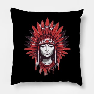 Red black head with monochromatic colorful style Pillow