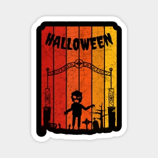 Vintage Retro Distressed Halloween Zombie Scary Costume Magnet