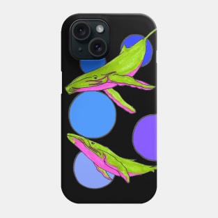 Psychedelic whales swimming in bubbles Phone Case