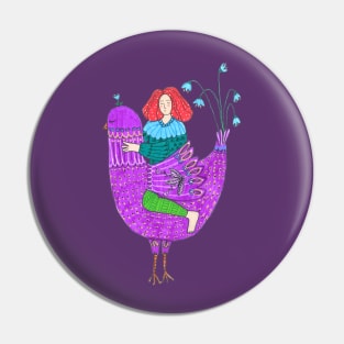 Girl And A Magical Bird Pin