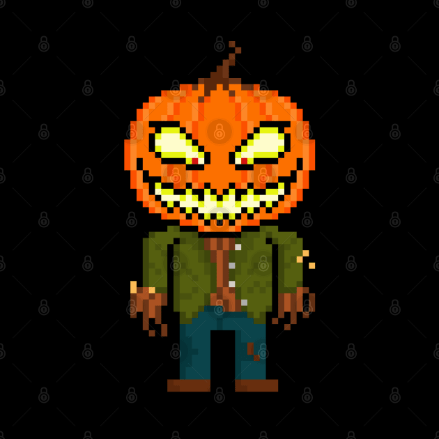 Pixel Monster Pumpkin Head by gkillerb