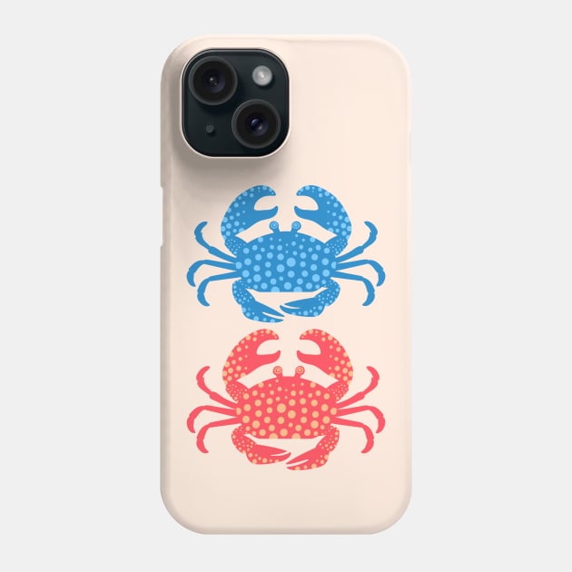 KING CRABS Cute Sea Life Coastal Ocean Beach Crab in Blue Red - UnBlink Studio by Jackie Tahara Phone Case by UnBlink Studio by Jackie Tahara