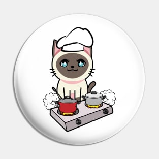Cute Siamese cat is cooking Pin