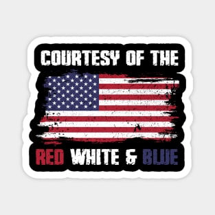 Courtesy Of The Red White And Blue Vintage America US Flag Magnet