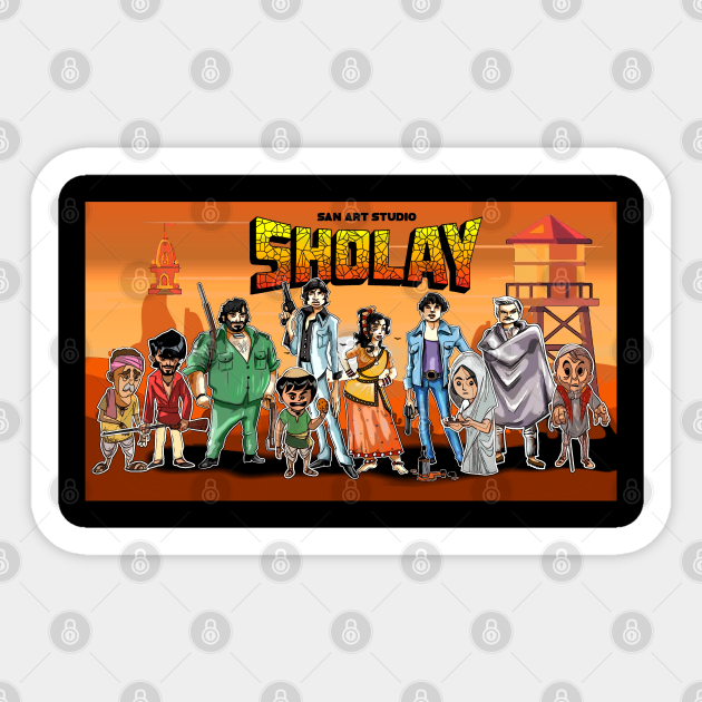 Sholay Cartoon - Sholay - Sticker | TeePublic Sholay Cartoon - Sholay - Sticker | TeePublic