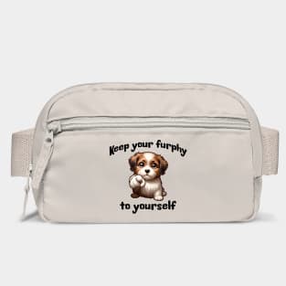 Sassy puppy says Keep Your Furphy to Yourself, funny Australian slang design Bag
