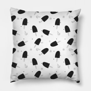 Black and white ice cream seamless pattern Pillow