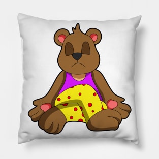 Bear at Yoga with Legs crossed Pillow