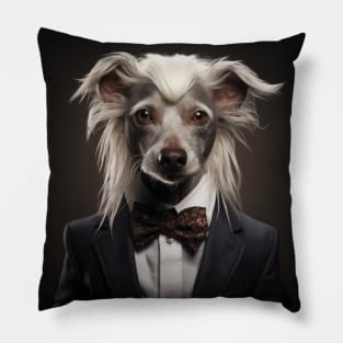 Chinese Crested Dog in Suit Pillow