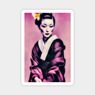 Japanese geisha with pink Kimono - modern vintage style Magnet