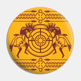 Native American Kokopelli Musicans - Sun Border 8 Pin