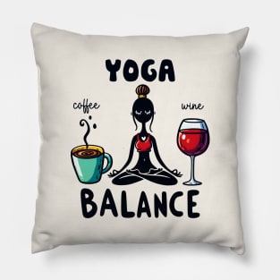 Yoga Balance Funny Coffee Wine Pillow