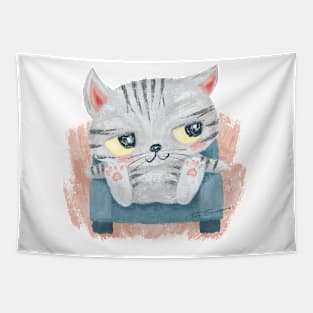 American Shorthair sitting on the sofa Tapestry