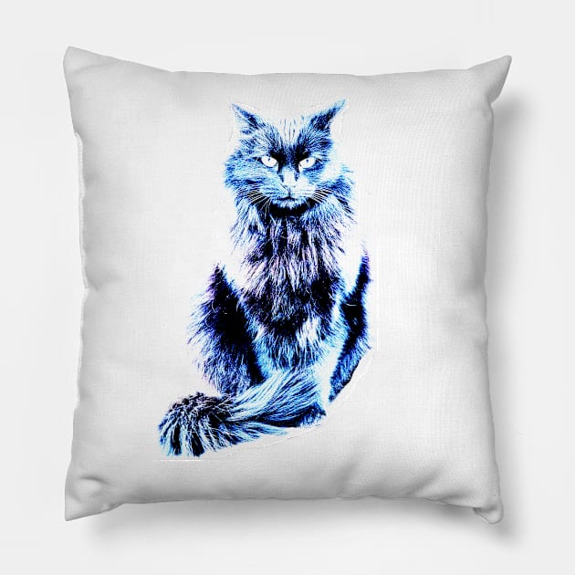 The Mystical Royal Blue Cat with dark shade Pillow by vnteees1