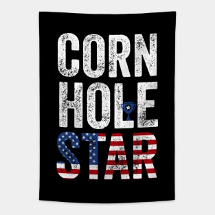 Cornhole Star Funny Toss Bean Bag Game USA flag Cornhole Tapestry