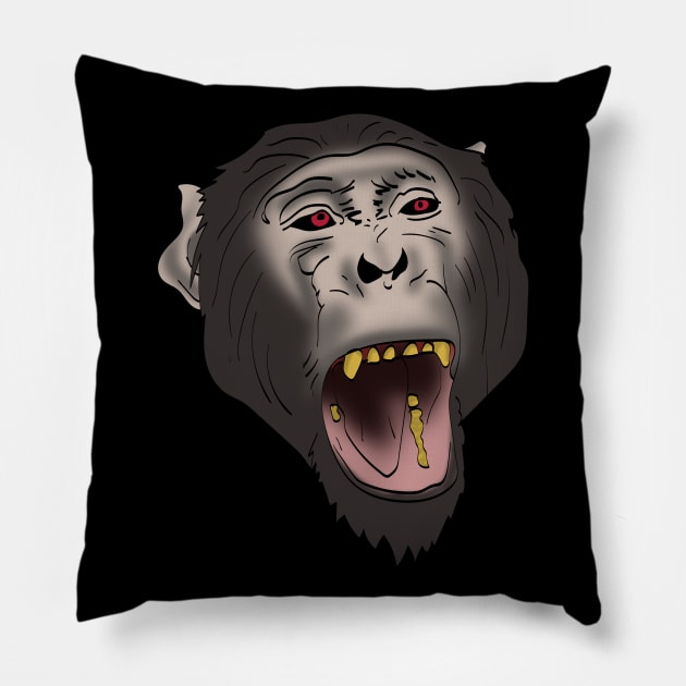 chimpanzee head Pillow by Protect friends