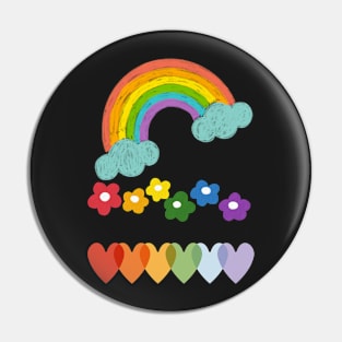 Rainbow with Flower summer Pin