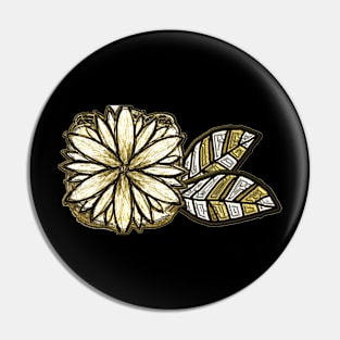 Metallic gold flower and leaves in abstract gothic Pin