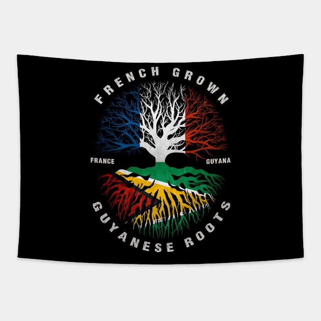 French Grown Guyanese Roots Guyana Flag Tapestry by heart teeshirt