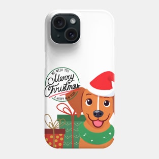 Cute Brown Dog We wish you  Merry Christmas & Happy New Year ,Brafdesign Phone Case