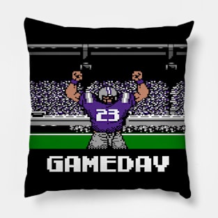 Purple and Gray Football Gameday Retro 8 Bit Linebacker Pillow