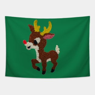 Retro Vintage Melted Popcorn Plastic Rudolph Reindeer Tapestry