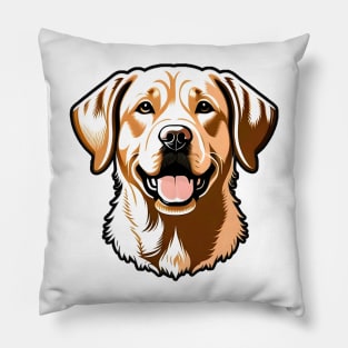 Head golden labrador retriever dog pet portrait cartoon vector illustration Pillow