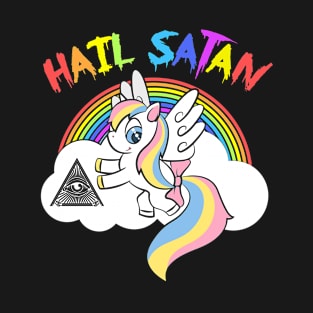 Hail Satan Unicorn Rainbow Death Metal T-Shirt