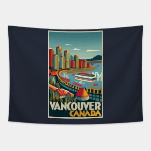 A Vintage Travel Art of Vancouver - Canada Tapestry