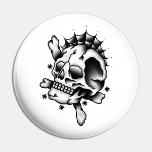 HomeSchoolTattoo Traditional Skull & Spiderweb Pin