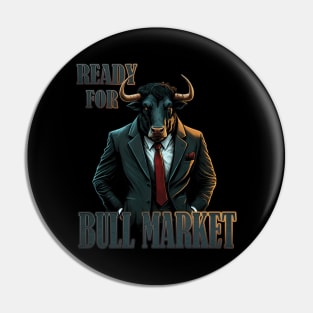 Suited Up & Bullish. Broker Bull ready for the Bull Market Pin