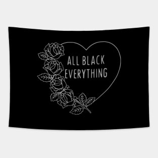 All Black Everything Roses Tapestry